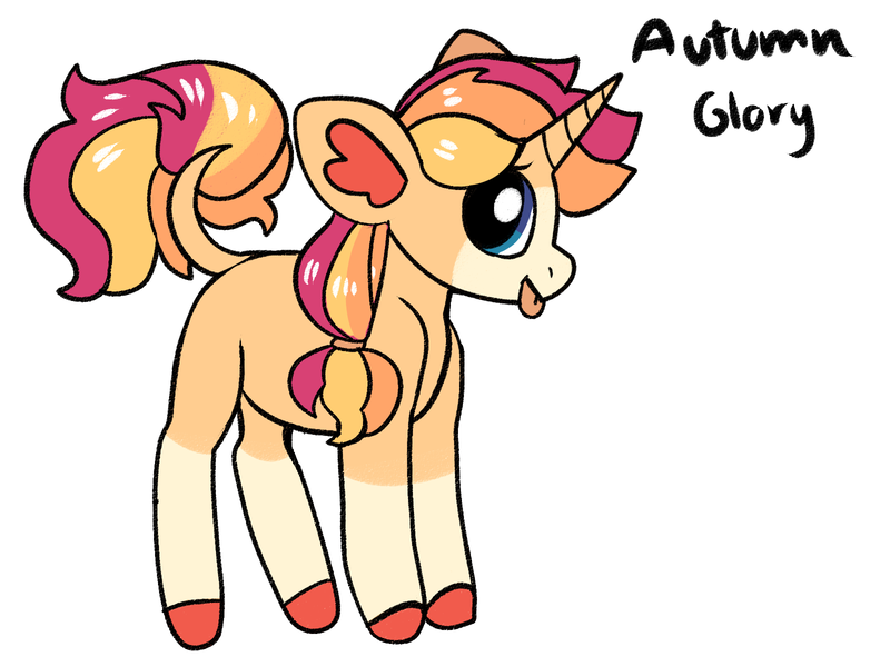 Size: 1600x1200 | Tagged: safe, artist:loryska, derpibooru import, oc, oc:autumn glory, pony, unicorn, female, filly, image, magical lesbian spawn, offspring, parent:applejack, parent:rarity, parents:rarijack, png, simple background, solo, white background