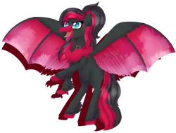 Size: 1920x1461 | Tagged: safe, artist:spokenmind93, derpibooru import, oc, bat pony, hippogriff, hybrid, moltres, vampire, vampire bat pony, adoptable, galarian moltres, hippogriff oc, image, png, pokémon, ponymon, red and black oc, solo