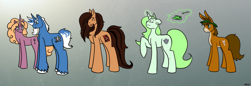 Size: 1280x438 | Tagged: safe, derpibooru import, oc, oc:charlie foxtrot, oc:merriweather, oc:stonehoof bastion, oc:stormy weathers, oc:wordsmith, unofficial characters only, donkey, pony, unicorn, artst:stormy-weathers-mlp, female, image, jpeg, mare, scar