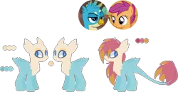 Size: 1024x530 | Tagged: safe, artist:theflowersdreams, derpibooru import, gallus, scootaloo, oc, gryphon, hippogriff, pegasus, crack shipping, female, galloo, gallus the rooster, hippogriff oc, image, interspecies, interspecies offspring, male, offspring, parent:gallus, parent:scootaloo, parents:galloo, png, scootachicken, shipping, straight