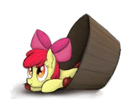 Size: 1099x878 | Tagged: artist needed, safe, derpibooru import, apple bloom, earth pony, pony, apple, barrel, female, filly, food, image, png, solo