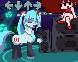 Size: 2500x2000 | Tagged: safe, artist:delta hronum, derpibooru import, ponified, human, pony, anime, eyes closed, friday night funkin', girlfriend (friday night funkin), hatsune miku, headphones, image, microphone, png, solo, vocaloid