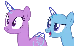 Size: 1126x704 | Tagged: safe, artist:alari1234-bases, derpibooru import, oc, unofficial characters only, alicorn, pony, amending fences, alicorn oc, bald, base, bust, duo, eyelashes, female, horn, image, mare, open mouth, png, simple background, smiling, transparent background, wide eyes, wings