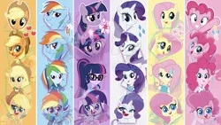 Size: 4096x2304 | Tagged: safe, derpibooru import, applejack, fluttershy, pinkie pie, rainbow dash, rarity, sci-twi, twilight sparkle, twilight sparkle (alicorn), alicorn, earth pony, pegasus, pony, unicorn, equestria girls, equestria girls series, my little pony: pony life, my little pony: the movie, cutie mark, female, female focus, females only, humane five, humane six, image, magical geodes, mane six, multeity, png, solo focus, transparent, wallpaper