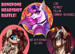 Size: 1400x1000 | Tagged: safe, artist:ondrea, derpibooru import, oc, oc:ondrea, alicorn, anthro, bat, earth pony, gryphon, pegasus, pony, unicorn, animal, bust, colorful, cute, furry, image, meta, png, portrait, prize, raffle, solo, thestral, twitter, winner