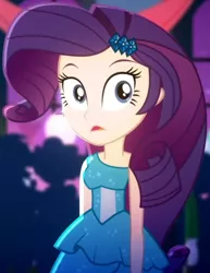 Size: 1920x2490 | Tagged: safe, derpibooru import, screencap, rarity, eqg summertime shorts, equestria girls, raise this roof, bare shoulders, cropped, cute, fall formal outfits, female, hairpin, image, jpeg, open mouth, raribetes, sleeveless