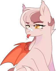 Size: 2403x3052 | Tagged: safe, artist:rickysocks, derpibooru import, oc, oc:pitaya, oc:ptaya, bat pony, pony, female, forked tongue, image, mare, png, simple background, solo, tongue out, transparent background