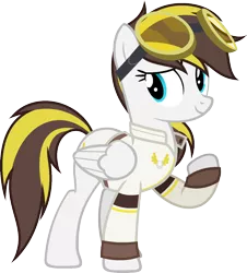 Size: 1327x1470 | Tagged: safe, artist:pegasski, derpibooru import, oc, oc:ruffian, pegasus, pony, clothes, female, goggles, image, mare, png, shirt, simple background, solo, transparent background