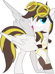 Size: 1200x1606 | Tagged: safe, artist:pegasski, derpibooru import, oc, oc:ruffian, pegasus, pony, clothes, female, goggles, image, mare, png, shirt, simple background, solo, transparent background