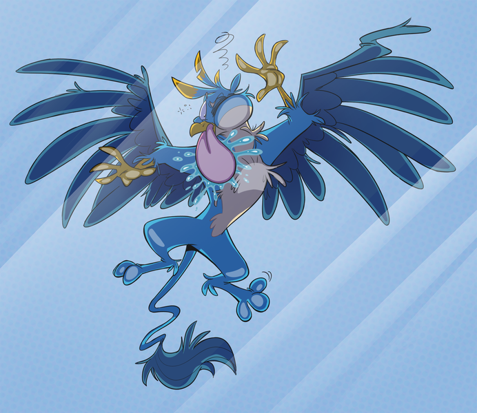 Size: 2285x1980 | Tagged: safe, artist:tacokatto, derpibooru import, gallus, gryphon, glass, image, png, slapstick, splat, tongue out