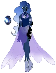 Size: 4045x5265 | Tagged: safe, artist:smilesupsidedown, derpibooru import, princess luna, equestria girls, absurd resolution, clothes, cutie mark, cutie mark on equestria girl, dress, female, high heels, image, png, see-through, shoes, simple background, solo, transparent background