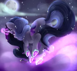Size: 1833x1697 | Tagged: safe, artist:physisinwonderland, derpibooru import, oc, oc:misty night, unofficial characters only, pony, unicorn, butt, female, image, mare, moon, night, plot, png, solo