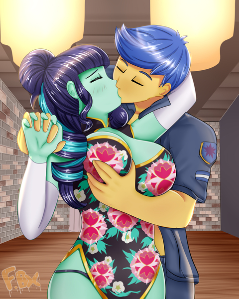 Size: 1600x2000 | Tagged: suggestive, alternate version, artist:focusb, derpibooru import, coloratura, flash sentry, equestria girls, equestria girls series, big breasts, blushing, breast grab, breasts, busty coloratura, chandelier, clothes, dress, evening gloves, eyes closed, female, fingers interlocked, flash sentry gets all the waifus, flashatura, from behind, gloves, grope, holding, image, jpeg, kissing, long gloves, male, open clothes, open shirt, panties, pants, passionate, romantic, sexy, shipping, side slit, straight, stupid sexy coloratura, touch, underwear