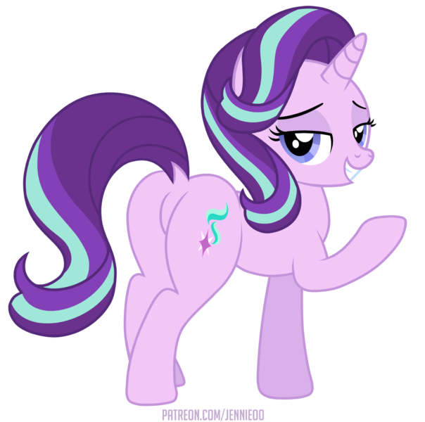 Size: 1200x1193 | Tagged: safe, alternate version, artist:jennieoo, derpibooru import, starlight glimmer, pony, bedroom eyes, butt, glimmer glutes, image, png, simple background, solo, transparent background, unicron, vector