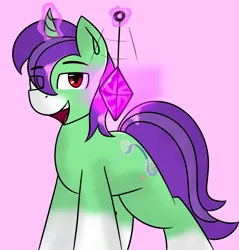 Size: 2331x2438 | Tagged: safe, artist:askhypnoswirl, derpibooru import, oc, oc:crescent star, unofficial characters only, crystal pony, pony, unicorn, commission, crystal, crystal unicorn, fetish, hypnosis, hypnosis fetish, image, looking at you, offscreen character, open mouth, png, pov, smiling, submissive pov
