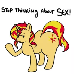 Size: 1500x1500 | Tagged: safe, anonymous artist, sunset shimmer, pony, unicorn, bunset shimmer, butt, female, image, mare, plot, png, simple background, solo, stop thinking about sex, white background