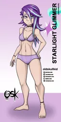 Size: 984x1951 | Tagged: suggestive, artist:oldskullkid, derpibooru import, starlight glimmer, human, alternate hairstyle, anklet, barefoot, bracelet, choker, clothes, erect nipples, feet, humanized, image, jewelry, jpeg, nipple outline, underwear