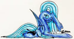 Size: 2128x1111 | Tagged: safe, artist:beamybutt, derpibooru import, oc, unofficial characters only, alicorn, pony, alicorn oc, eyelashes, eyes closed, face down ass up, female, horn, image, jpeg, mare, signature, solo, traditional art, wings
