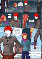 Size: 3541x5016 | Tagged: safe, artist:symptom99, derpibooru import, sunset shimmer, oc, oc:eternal flames, comic:a heartbreaking reunion, equestria girls, canon x oc, clothes, comic, commission, dialogue, image, png, sunseternal