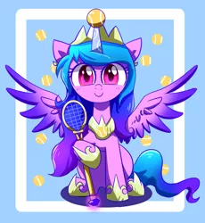 Size: 1792x1944 | Tagged: safe, artist:ce2438, derpibooru import, izzy moonbow, alicorn, unicorn, ball, g5, hornball, image, png, smiling, solo, tennis ball, that pony sure does love tennis balls