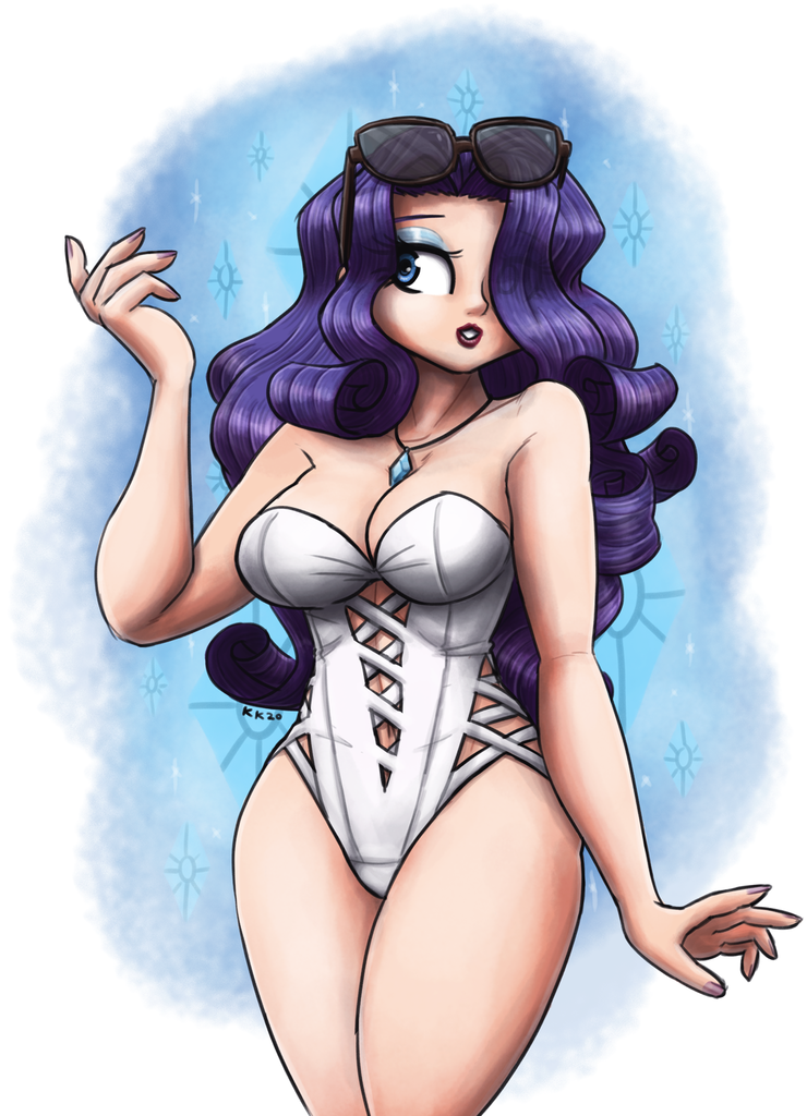 Suggestive Artist King Kakapo Derpibooru Import Rarity Human Bracelet Breasts Busty Rarity Cleavage Clothes Female Hair Over One Eye High Res Humanized Image Jewelry Necklace One Piece Swimsuit Png Simple Background Solo Solo