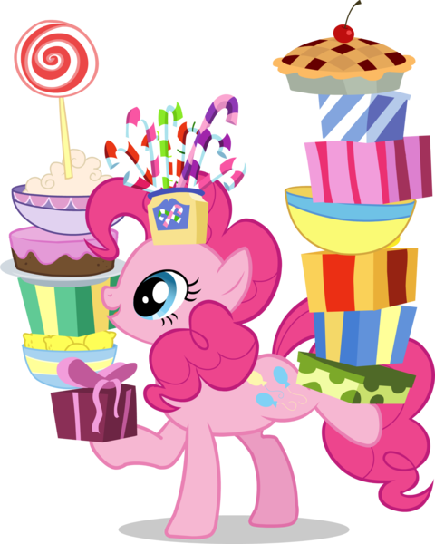 Size: 2280x2849 | Tagged: safe, derpibooru import, official, earth pony, pony, adventures in ponyville, balancing, bowl, box, cake, candy, candy cane, cherry pie (food), food, frosting, image, lemon, lollipop, pie, png, present, solo, sweets