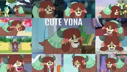 Size: 1280x720 | Tagged: safe, artist:quoterific, derpibooru import, edit, edited screencap, editor:quoterific, screencap, peppermint goldylinks, sandbar, yona, yak, season 8, season 9, spoiler:s08, spoiler:s09, cute, friendship student, image, png, yonadorable