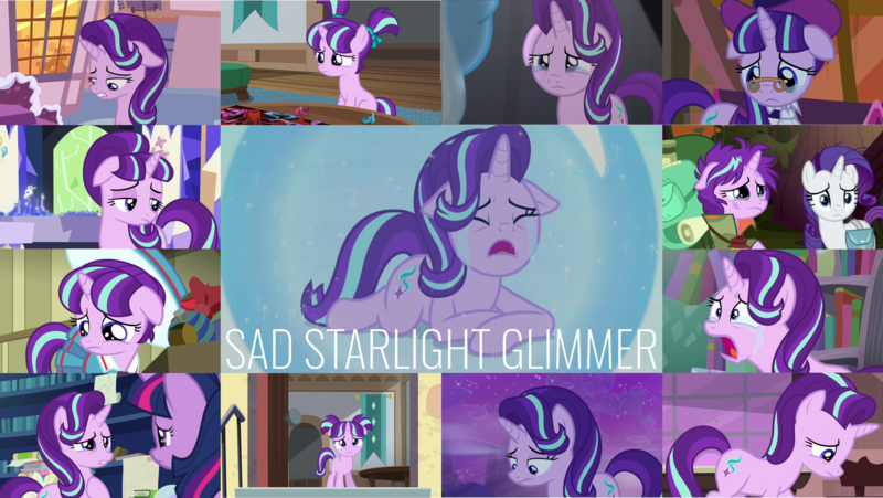 Size: 1280x721 | Tagged: safe, derpibooru import, edit, edited screencap, editor:quoterific, screencap, rarity, snowfall frost, starlight glimmer, trixie, twilight sparkle, twilight sparkle (alicorn), alicorn, pony, unicorn, a hearth's warming tail, no second prances, season 5, season 6, season 7, season 8, shadow play, the cutie re-mark, the mean 6, spoiler:s08, clothes, crying, cute, dilated pupils, female, filly, filly starlight glimmer, floppy ears, glimmerbetes, image, night, png, puppy dog eyes, s5 starlight, sadlight glimmer, twilight's castle, younger