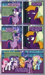 Size: 1920x3169 | Tagged: safe, artist:alexdti, derpibooru import, applejack, fluttershy, pinkie pie, rainbow dash, rarity, starlight glimmer, twilight sparkle, twilight sparkle (alicorn), oc, oc:ale, alicorn, earth pony, pegasus, pony, unicorn, comic:quest for friendship, female, high res, image, jpeg, mane six, mare, pegasus oc, wings