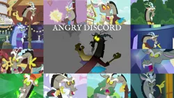 Size: 1280x721 | Tagged: safe, derpibooru import, edit, edited screencap, editor:quoterific, screencap, discord, draconequus, a matter of principals, discordant harmony, dungeons and discords, keep calm and flutter on, make new friends but keep discord, princess twilight sparkle (episode), season 2, season 4, the big mac question, the break up breakdown, the return of harmony, three's a crowd, to where and back again, twilight's kingdom, angry, discord is not amused, eyebrows, glare, image, magic, narrowed eyes, png, solo, unamused