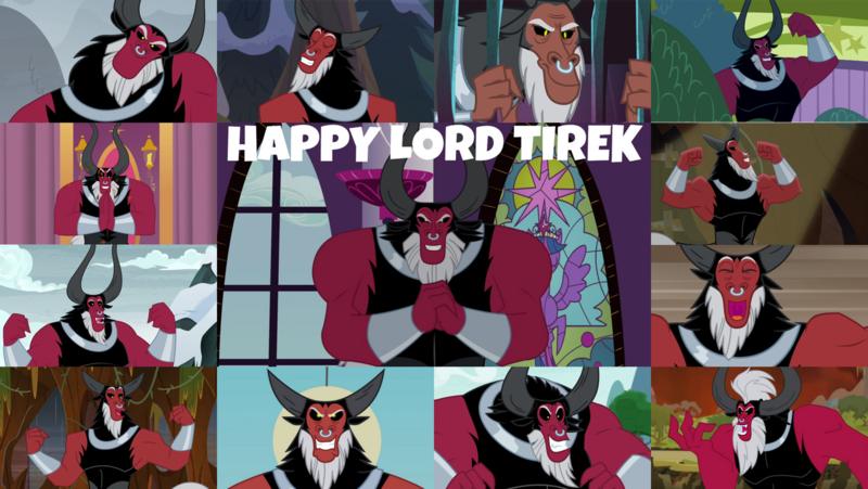 Size: 1280x721 | Tagged: safe, derpibooru import, edit, edited screencap, editor:quoterific, screencap, lord tirek, centaur, frenemies (episode), school raze, season 4, season 8, season 9, the beginning of the end, the ending of the end, the summer sun setback, twilight's kingdom, spoiler:s08, spoiler:s09, evil, evil grin, grin, gritted teeth, horns, image, png, smiling, solo