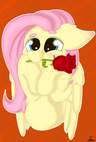 Size: 2470x3621 | Tagged: safe, artist:shypuppy, derpibooru import, fluttershy, pegasus, pony, big eyes, blushing, cute, flower, image, png, rose, solo