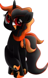 Size: 3027x4896 | Tagged: safe, artist:lincolnbrewsterfan, derpibooru import, pony of shadows, oc, oc:harvestside, unofficial characters only, alicorn, hybrid, shadow pony, fallout equestria, fallout equestria: project horizons, my little pony: the movie, alicorn oc, black, body markings, crossed hooves, crossed legs, cute, cute face, cuteness overload, cute smile, derpibooru exclusive, descendant, facial markings, fanfic art, folded wings, gradient mane, gradient tail, gray, high res, horn, hybrid oc, image, inkscape, insignia, looking up, markings, movie accurate, ocbetes, offspring, orange (color), parent:boo, parents:canon x oc, parent:stygian, png, profile, red eyes, red eyes take warning, shadow alicorn, smiling, solo, .svg available, two toned mane, two toned tail, two toned wings, vector, wings