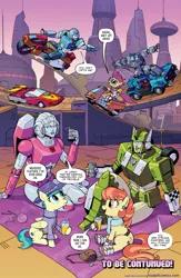 Size: 1000x1537 | Tagged: safe, artist:caseycoller, derpibooru import, idw, aunt holiday, auntie lofty, scootaloo, spoiler:the magic of cybertron01, arcee, flare up, gauge, greenlight, hot rod, hot shot, image, jpeg, photo, picnic, rodimus, rubble, sunglasses, sureshock, the magic of cybertron, transformers, wheelie