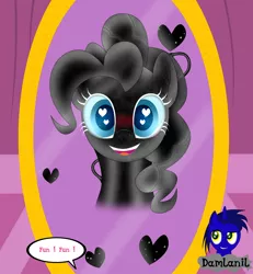 Size: 3840x4154 | Tagged: safe, artist:damlanil, derpibooru import, pinkie pie, earth pony, latex pony, original species, pony, blue sclera, blushing, carousel boutique, comic, cute, diapinkes, female, happy, heart, heart eyes, high res, image, latex, living latex, looking at you, mare, mind control, mirror, open mouth, png, rubber, shiny, shiny mane, simple background, smiling, symbiote, text, transformation, vector, wingding eyes