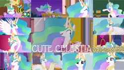 Size: 1280x720 | Tagged: safe, derpibooru import, edit, edited screencap, editor:quoterific, screencap, princess celestia, alicorn, pony, a royal problem, between dark and dawn, celestial advice, horse play, season 7, season 8, season 9, spoiler:s08, spoiler:s09, cute, cutelestia, hair over one eye, image, night, png, solo, swapped cutie marks