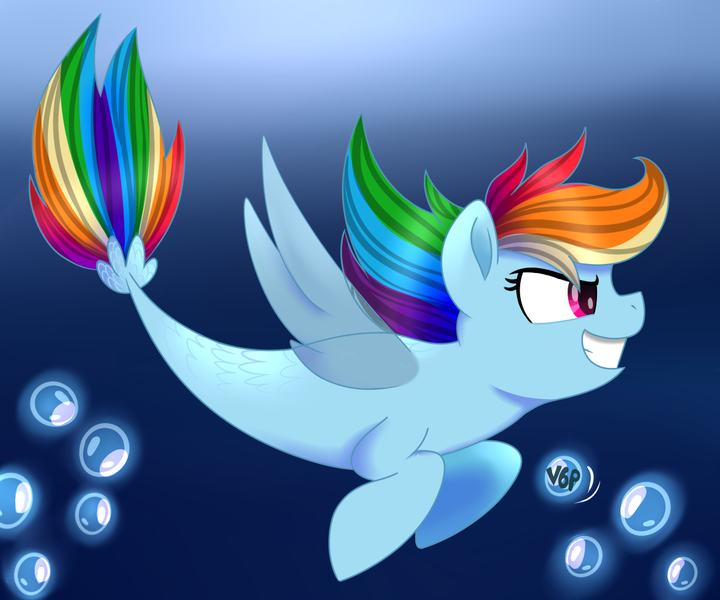 Size: 1200x1000 | Tagged: safe, artist:drashercrash, derpibooru import, rainbow dash, pegasus, pony, seapony (g4), bubble, clothes, crepuscular rays, female, fin wings, fish tail, flowing mane, flowing tail, grin, image, ocean, open mouth, pink eyes, png, seaponified, seapony rainbow dash, see-through, signature, smiling, solo, species swap, swimming, tail, teeth, underwater, water, wings