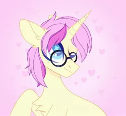 Size: 2120x1939 | Tagged: safe, artist:n in a, derpibooru import, oc, unofficial characters only, pony, unicorn, chest fluff, glasses, heart, high res, horn, image, jpeg, one eye closed, solo, unicorn oc, wink