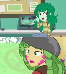 Size: 1920x2160 | Tagged: safe, derpibooru import, edit, edited screencap, screencap, sandalwood, wallflower blush, a banner day, equestria girls, equestria girls series, forgotten friendship, computer, female, garden, high res, image, male, paint, png, sandalflower, shipping, shipping domino, straight