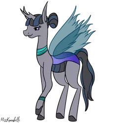 Size: 2000x2000 | Tagged: safe, artist:misskanabelle, derpibooru import, changeling queen oc, oc, unofficial characters only, changeling, changeling queen, crack ship offspring, female, image, parent:inky rose, parent:queen chrysalis, png, signature, simple background, solo, transparent background