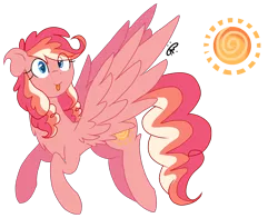 Size: 2067x1623 | Tagged: safe, artist:gallantserver, derpibooru import, oc, oc:summer starburst, pegasus, pony, female, image, magical lesbian spawn, mare, offspring, parent:firefly, parent:rainbow dash, parents:firedash, png, simple background, solo, transparent background