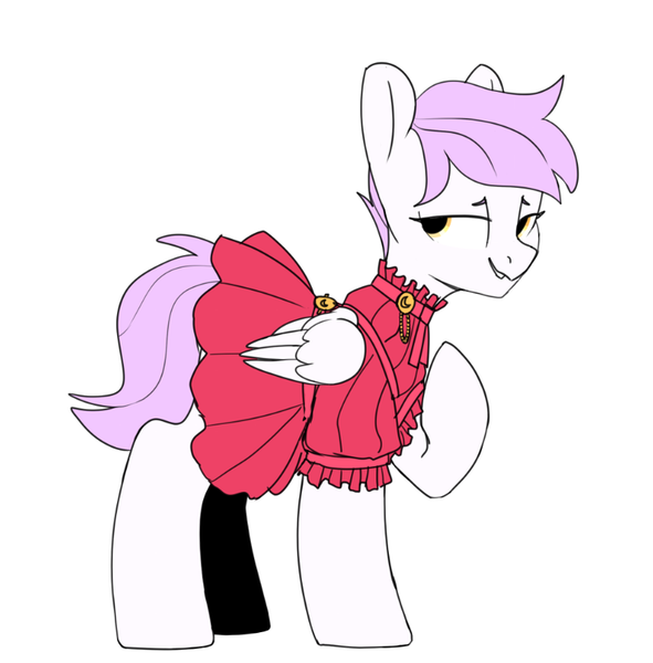 Size: 870x883 | Tagged: safe, artist:tallaferroxiv, oc, unofficial characters only, pegasus, pony, clothes, dress, female, image, mare, pegasus oc, png, raised hoof, simple background, solo, white background, wings, yellow eyes