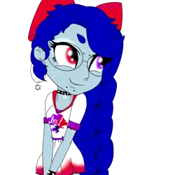 Size: 600x599 | Tagged: safe, artist:sajimex, derpibooru import, oc, oc:hajime, unofficial characters only, human, equestria girls, bow, female, glasses, humanized, image, lip bite, piercing, png, simple background, solo, transparent background