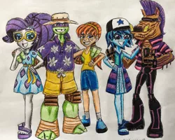 Size: 1024x820 | Tagged: safe, artist:bozzerkazooers, derpibooru import, rarity, equestria girls, equestria girls series, spring breakdown, spoiler:eqg series (season 2), april o'neil, bebop, donatello, image, jpeg, teenage mutant ninja turtles