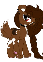 Size: 1304x1862 | Tagged: safe, artist:sajimex, derpibooru import, oc, oc:letitia (min), dog, dog pony, hybrid, pony, collar, dissociative identity disorder, dogified, floppy ears, image, png, species swap