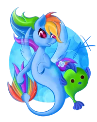 Size: 2190x2738 | Tagged: safe, artist:xenyu, derpibooru import, rainbow dash, fish, pegasus, pony, seapony (g4), bubble, clothes, dorsal fin, female, fin wings, fish tail, flowing mane, image, multicolored hair, ocean, pink eyes, png, seaponified, seapony rainbow dash, see-through, signature, simple background, solo, species swap, tail, transparent background, underwater, water, wings