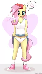 Size: 2154x3804 | Tagged: suggestive, artist:an-tonio, artist:tolpain, derpibooru import, fluttershy, anthro, pegasus, art pack:pantiepalooza4, 90s grunge fluttershy, clothes, collaboration, dialogue, image, looking at you, panties, panty shot, png, shoes, skirt, skirt lift, socks, underwear, white panties, white underwear