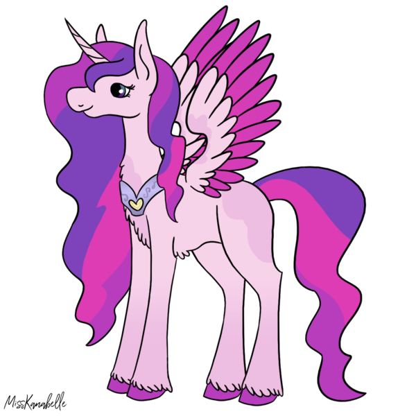 Size: 2000x2000 | Tagged: safe, artist:misskanabelle, derpibooru import, oc, unofficial characters only, alicorn, pony, alicorn oc, female, horn, image, magical lesbian spawn, mare, offspring, parent:princess cadance, parent:princess luna, parents:lundance, peytral, png, signature, simple background, solo, transparent background, two toned wings, unshorn fetlocks, wings