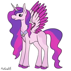 Size: 2000x2000 | Tagged: safe, artist:misskanabelle, derpibooru import, oc, unofficial characters only, alicorn, pony, alicorn oc, female, horn, image, magical lesbian spawn, mare, offspring, parent:princess cadance, parent:princess luna, parents:lundance, peytral, png, signature, simple background, solo, transparent background, two toned wings, unshorn fetlocks, wings