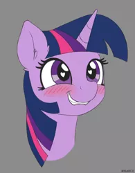 Size: 2008x2573 | Tagged: safe, artist:irisarco, derpibooru import, twilight sparkle, pony, unicorn, blushing, ear fluff, female, grin, happy, heart eyes, horn, image, lip bite, png, simple background, sketch, smiling, solo, watermark, wingding eyes